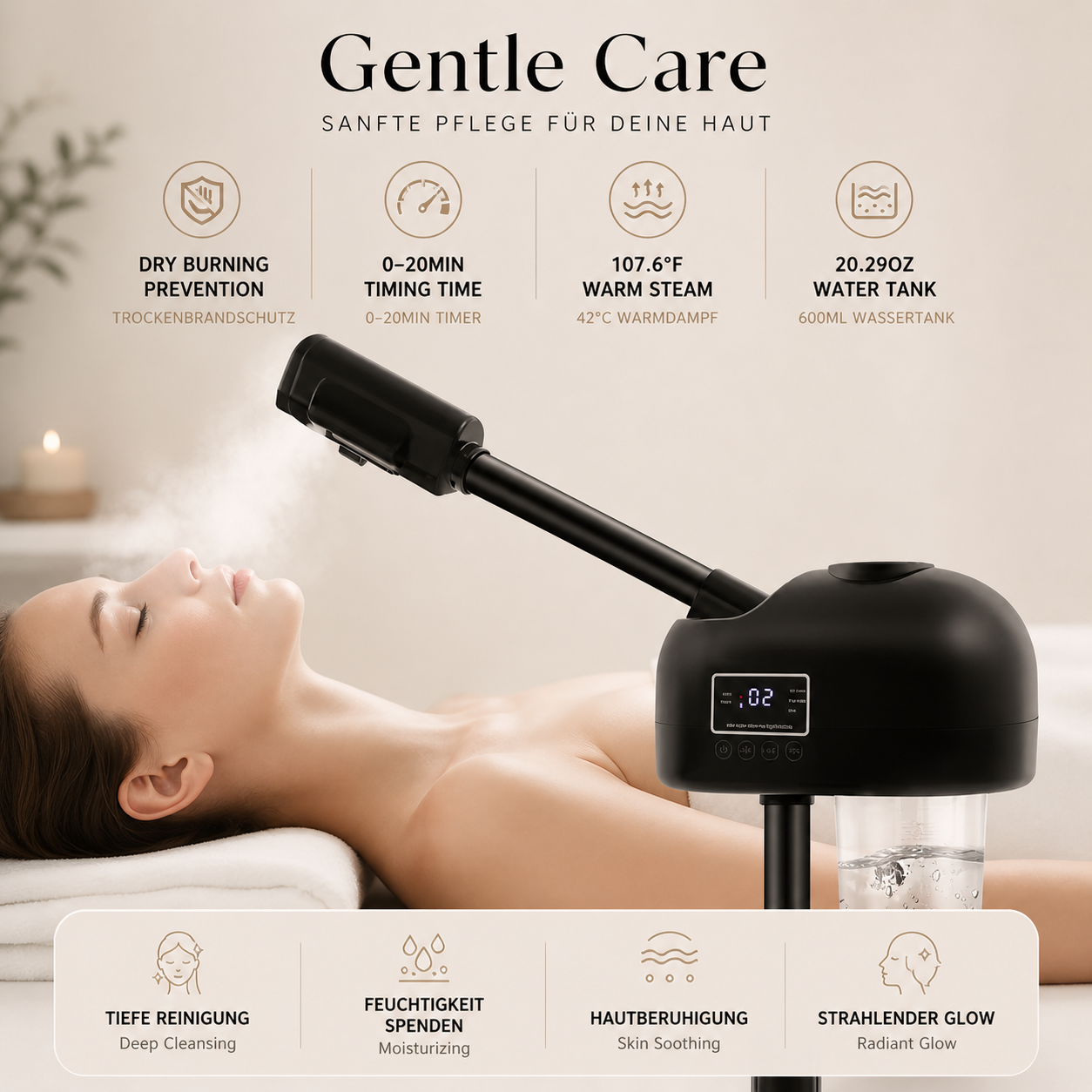 Nano Ionic Facial Steamer – Tiefenreinigung & intensive Feuchtigkeit