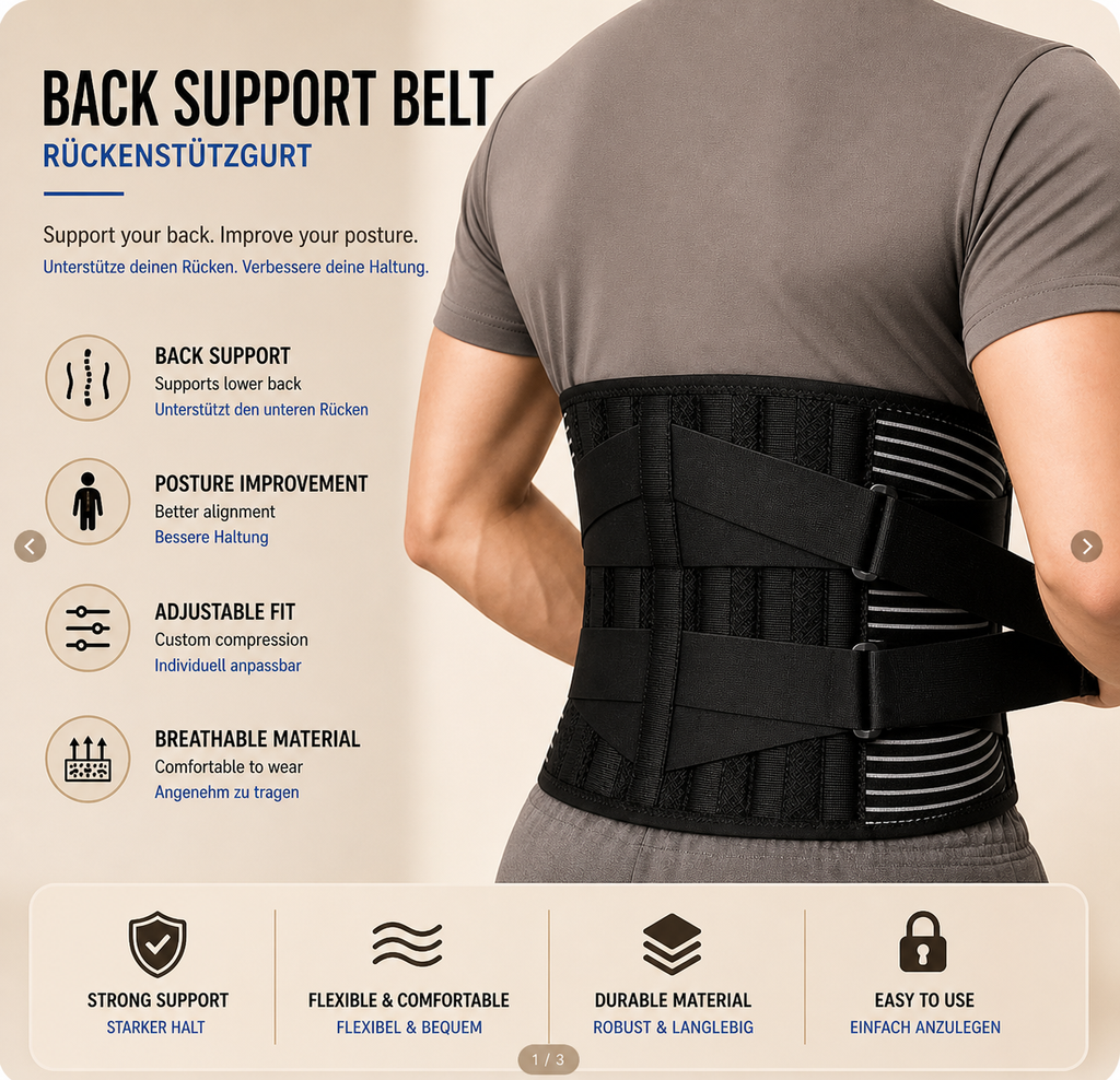 Back Support Belt– Verstellbare Lendenstütze für Stabilität & Komfort